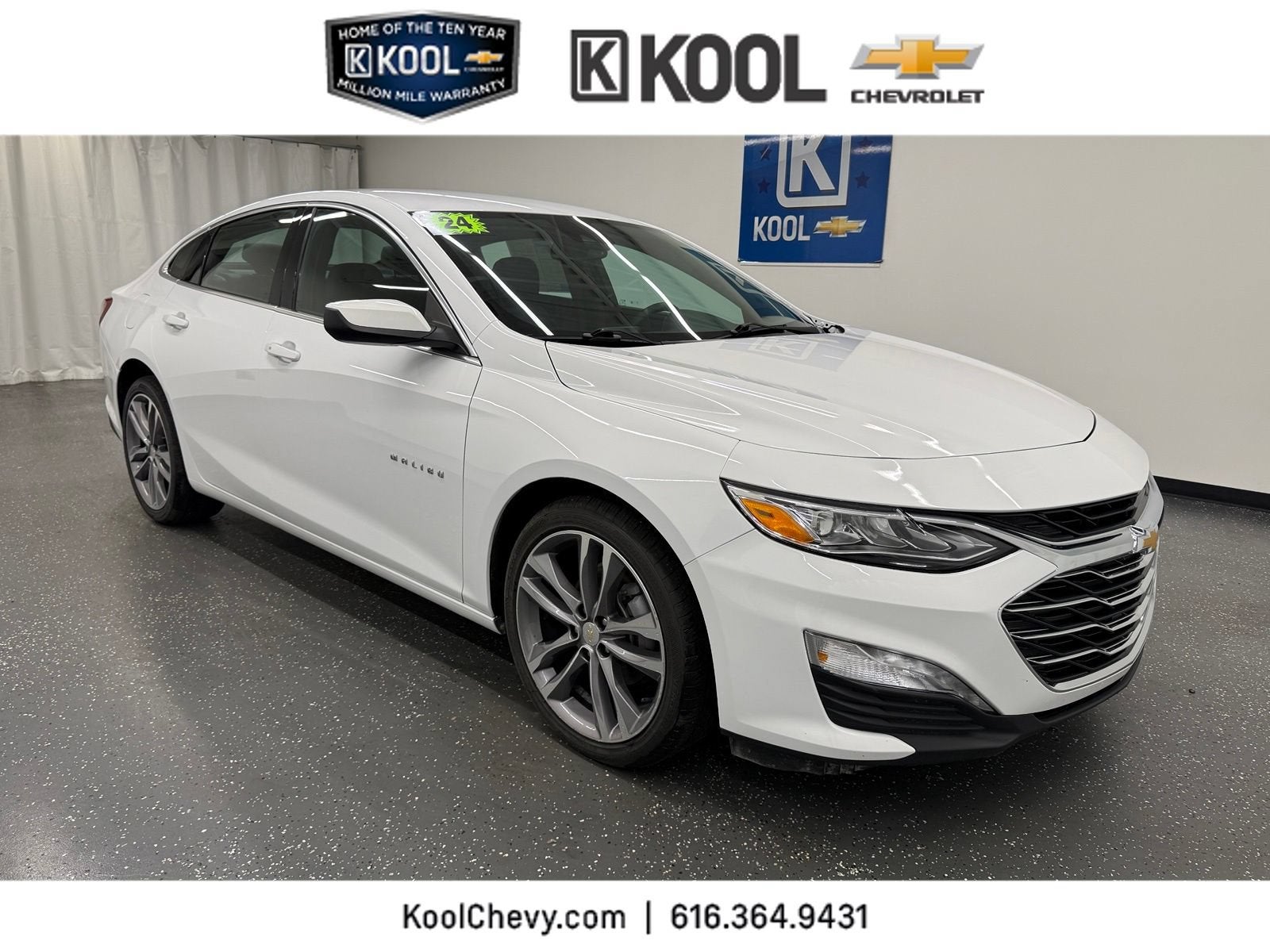 2024 Chevrolet Malibu 2LT in Summit White — front three-quarter view