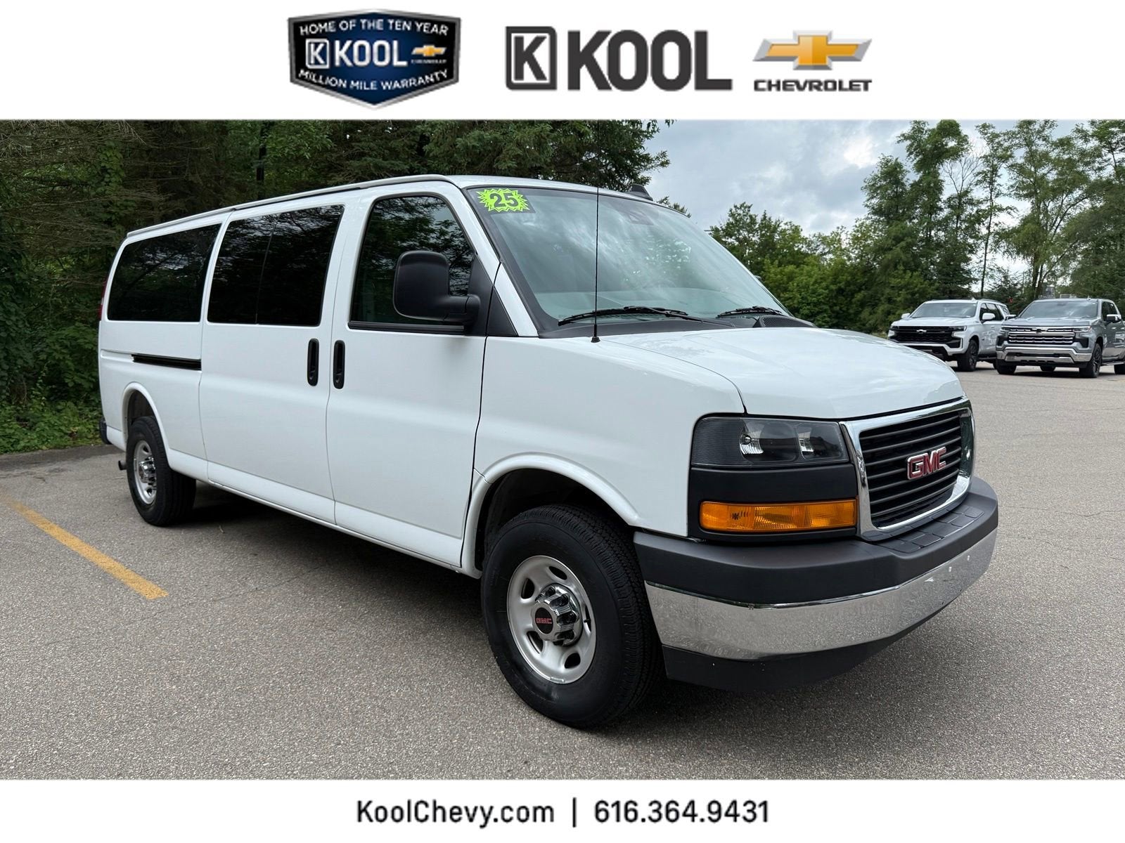 2025 GMC Savana Passenger LT in Summit White — front three-quarter view