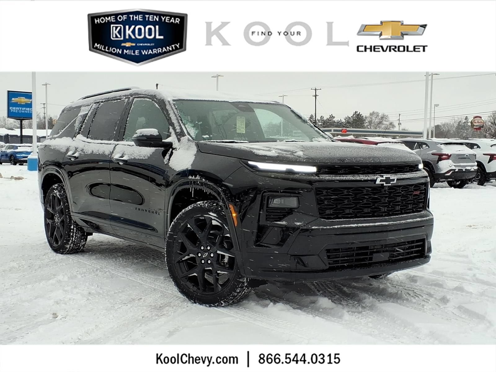 2026 Chevrolet Traverse RS in Mosaic Black Metallic — front three-quarter view