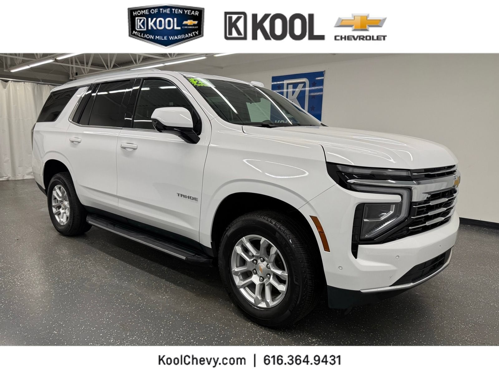 2025 Chevrolet Tahoe LT in Summit White — front three-quarter view