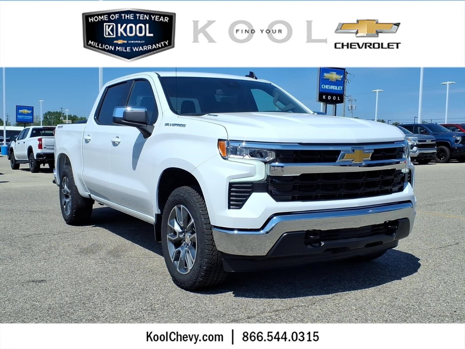 2026 Chevrolet Silverado 1500 LT (2FL) in Summit White — front three-quarter view