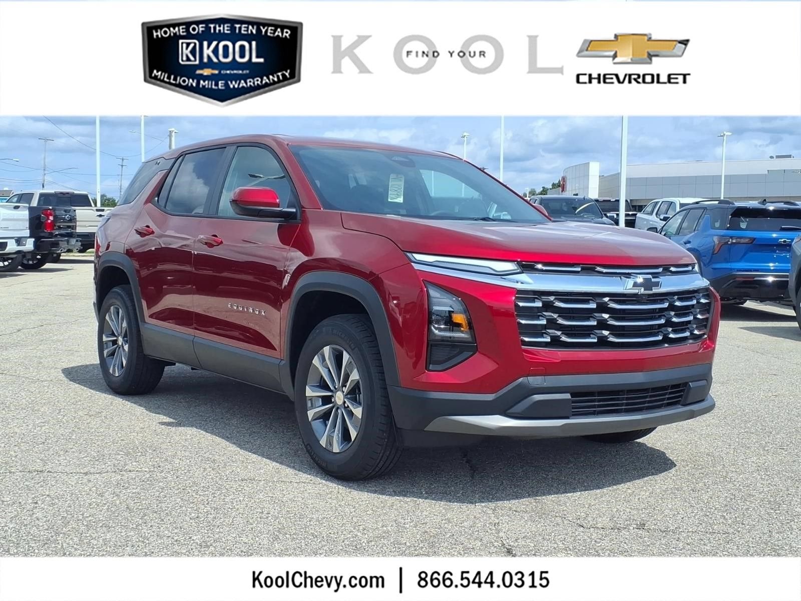 2027 Chevrolet Equinox LT in Radiant Red Tintcoat — front three-quarter view