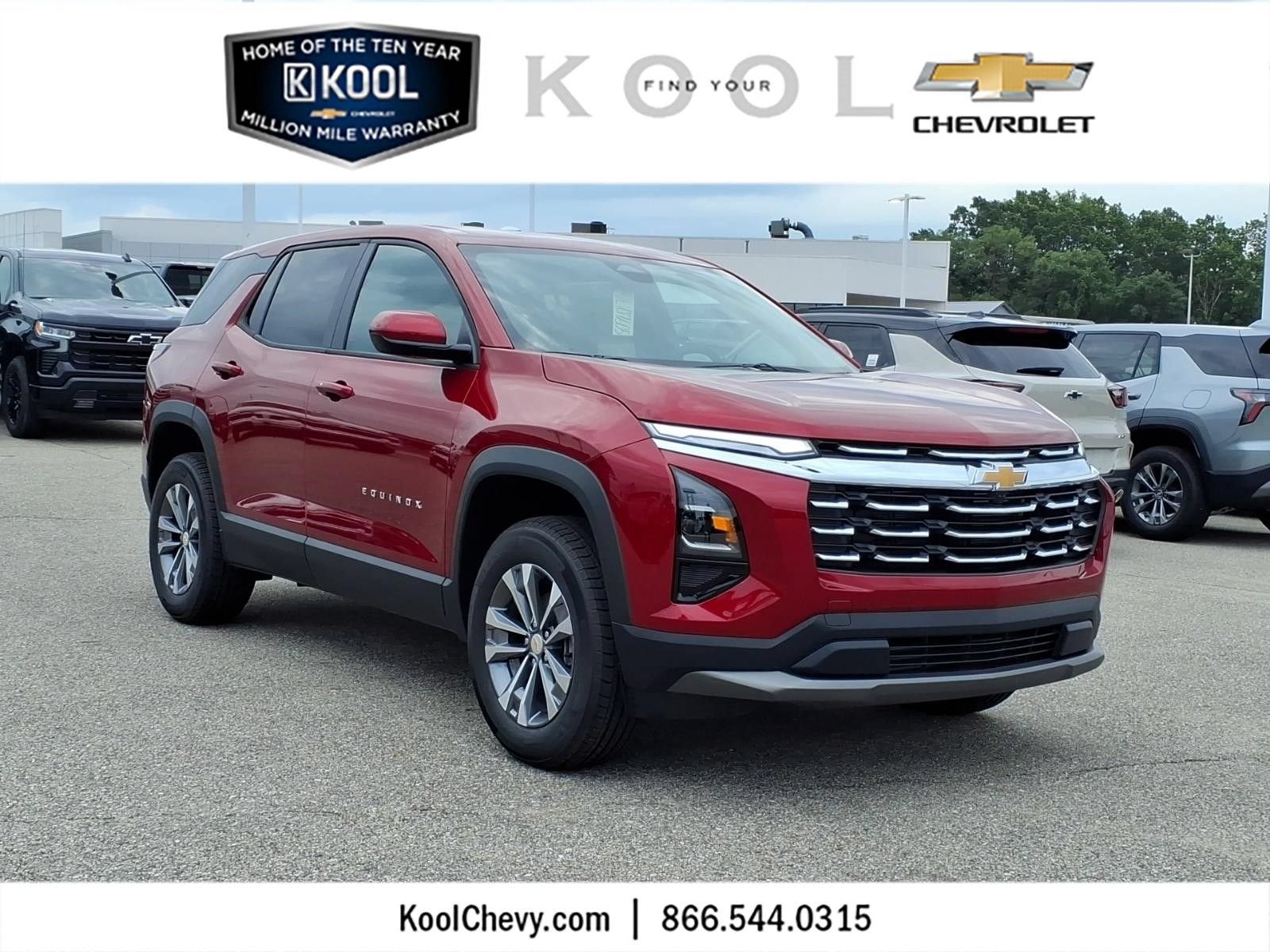 2027 Chevrolet Equinox AWD LT in Radiant Red Tintcoat — front three-quarter view