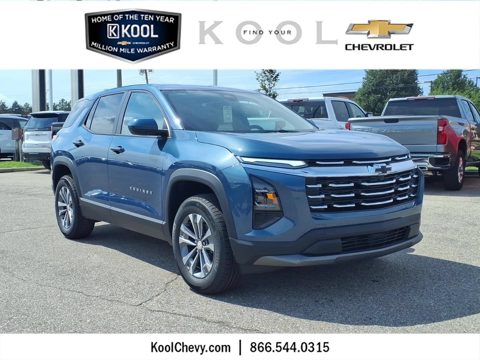 2027 Chevrolet Equinox LT in Lakeshore Blue Metallic — front three-quarter view