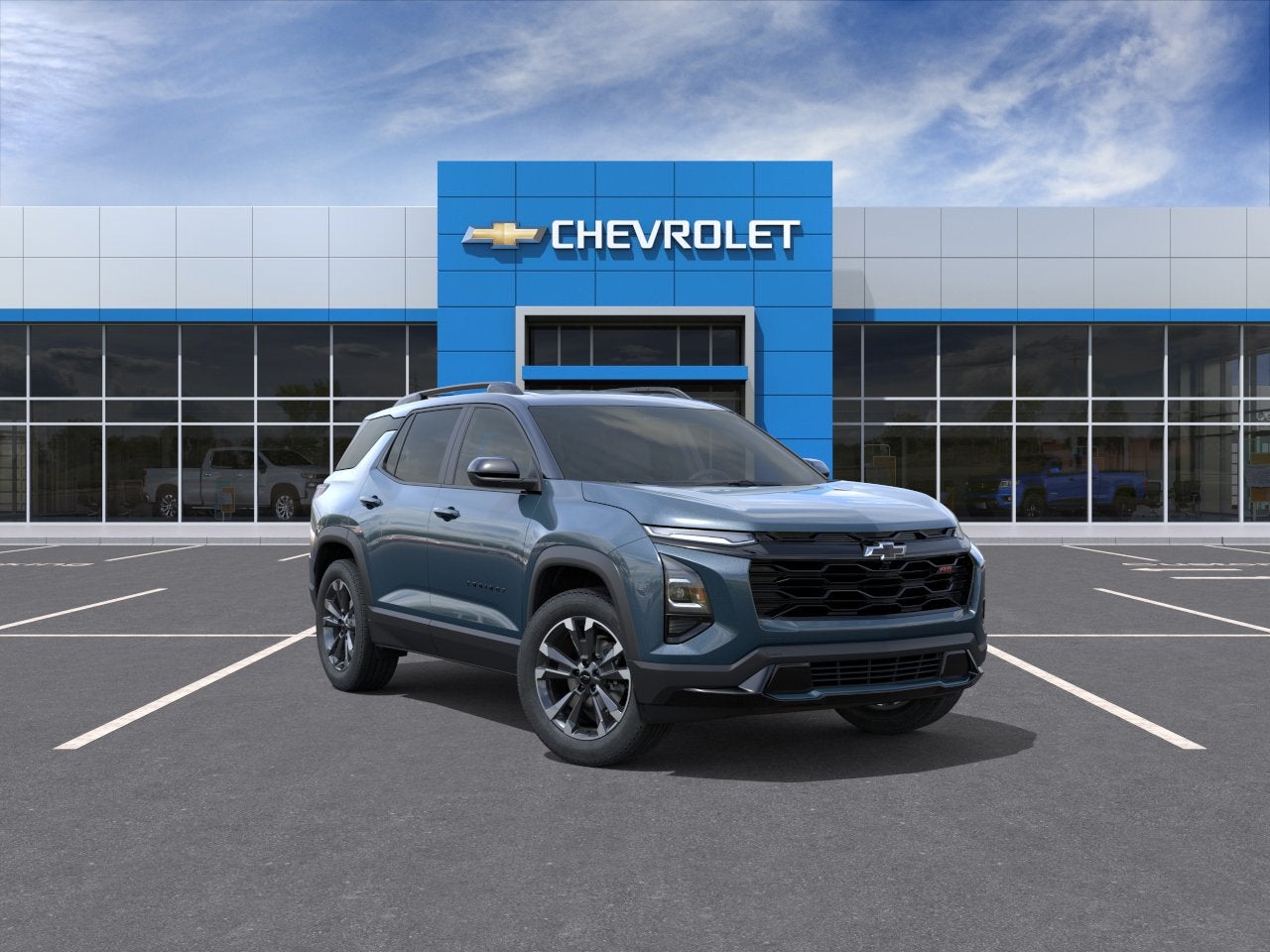 2027 Chevrolet Equinox AWD RS in Lakeshore Blue Metallic — front three-quarter view