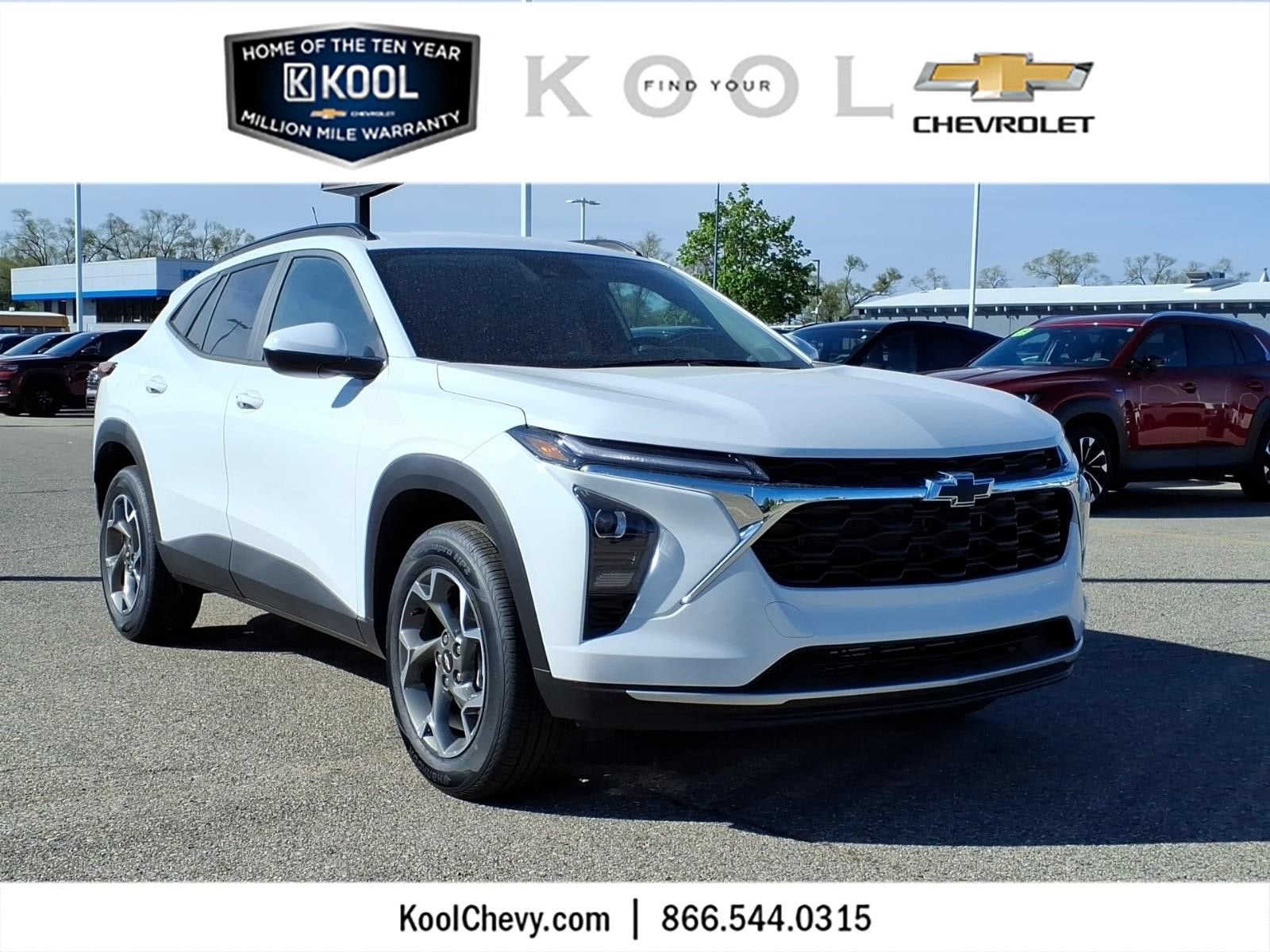 2026 Chevrolet Trax LT in Summit White — front three-quarter view