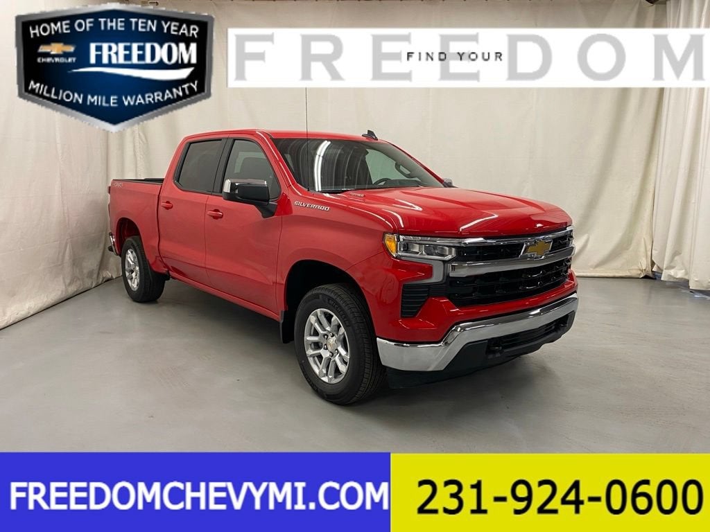 2026 Chevrolet Silverado 1500 LT (2FL) in Red Hot — front three-quarter view