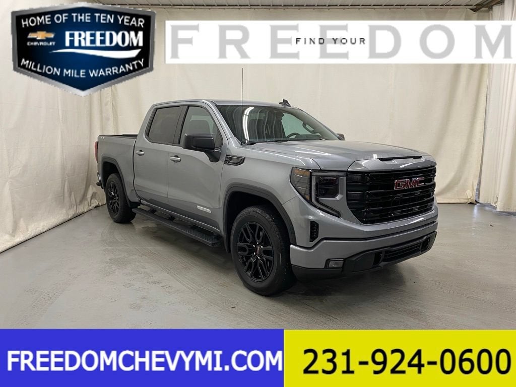 2024 GMC Sierra 1500 Elevation in Sterling Metallic — front three-quarter view