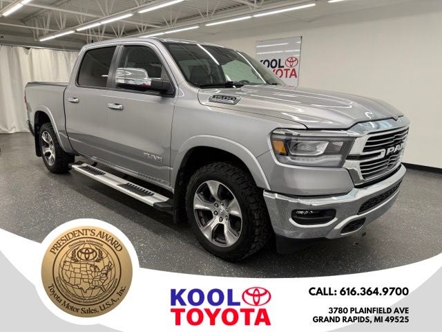 2022 RAM 1500 Laramie in Billet Silver Metallic Clearcoat — front three-quarter view
